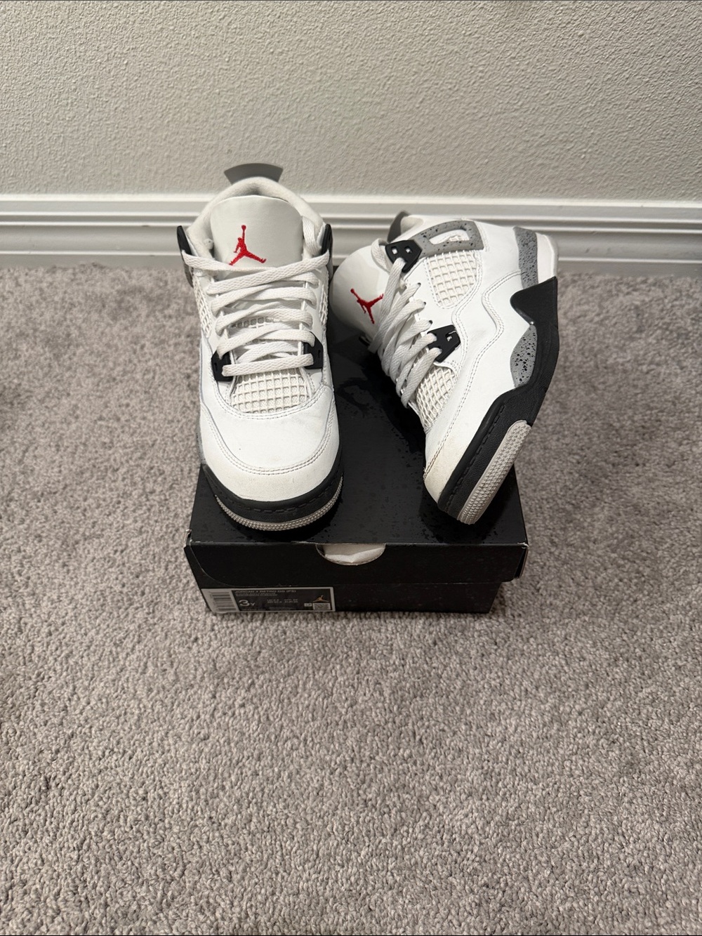 Jordan Kids' White/Black/Red Retro 4 Sneakers